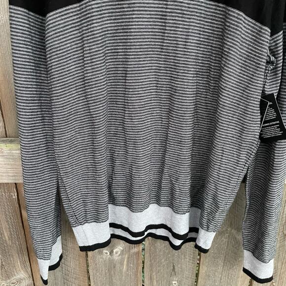 Saks Fifth Avenue Sweater Extra Fine Merino Wool Italy Striped Large NWT Preppy - Picture 4 of 11
